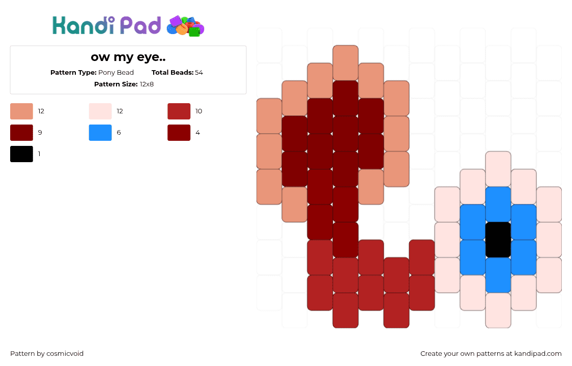 ow my eye.. - Pony Bead Pattern by cosmicvoid on Kandi Pad - eyeball,body,spooky,halloween,charm,red,pink