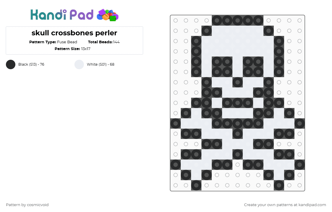 skull crossbones perler - Fuse Bead Pattern by cosmicvoid on Kandi Pad - 