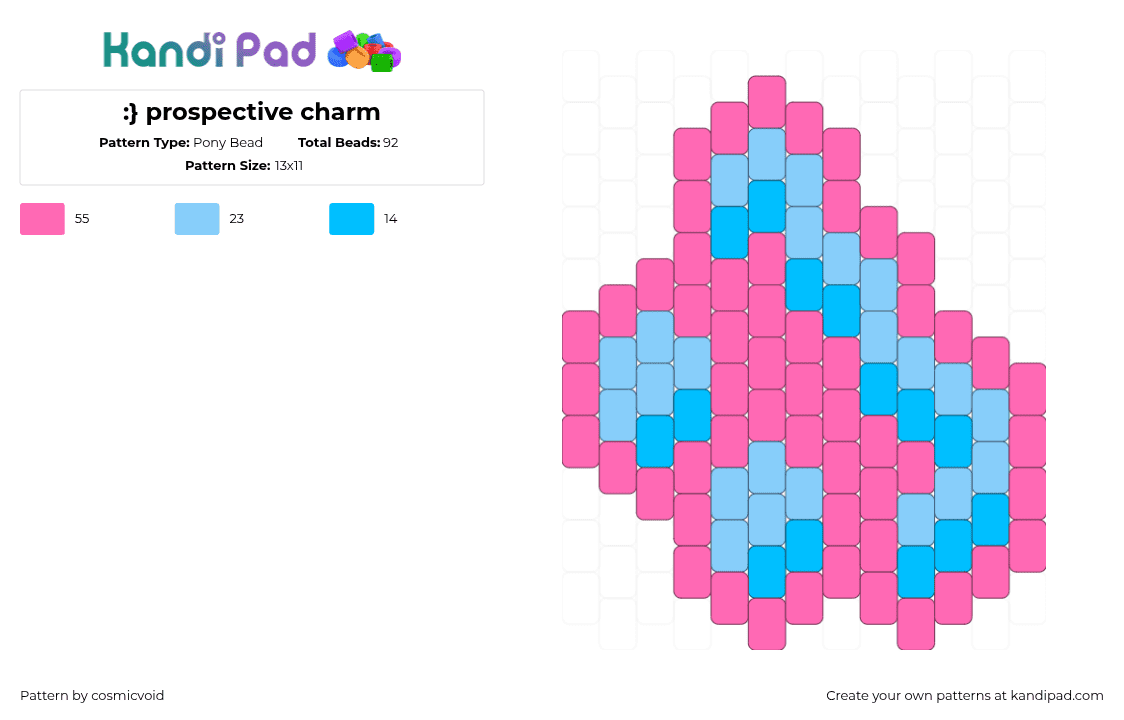 :} prospective charm - Pony Bead Pattern by cosmicvoid on Kandi Pad - light blue,pink
