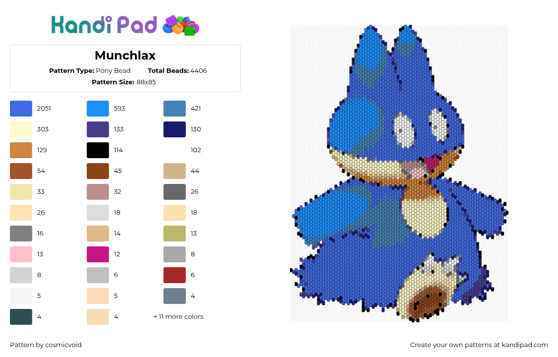 Munchlax - Pony Bead Pattern by cosmicvoid on Kandi Pad - 