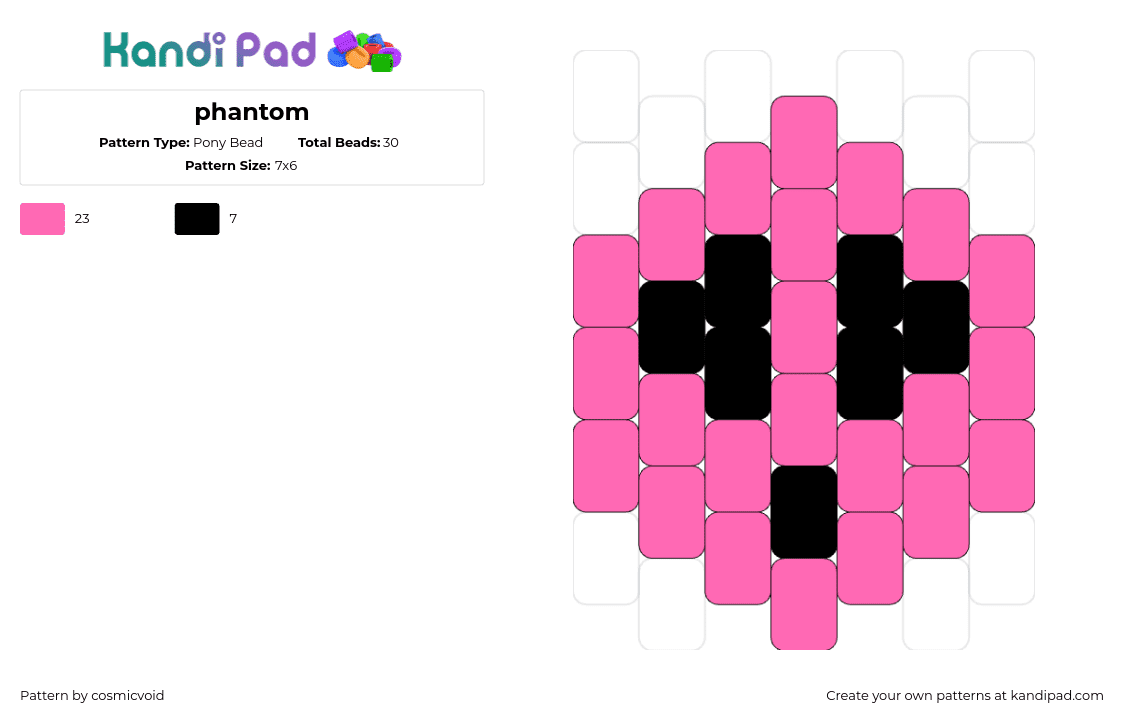 phantom - Pony Bead Pattern by cosmicvoid on Kandi Pad - phantom,alien,face,head,simple,pink,black