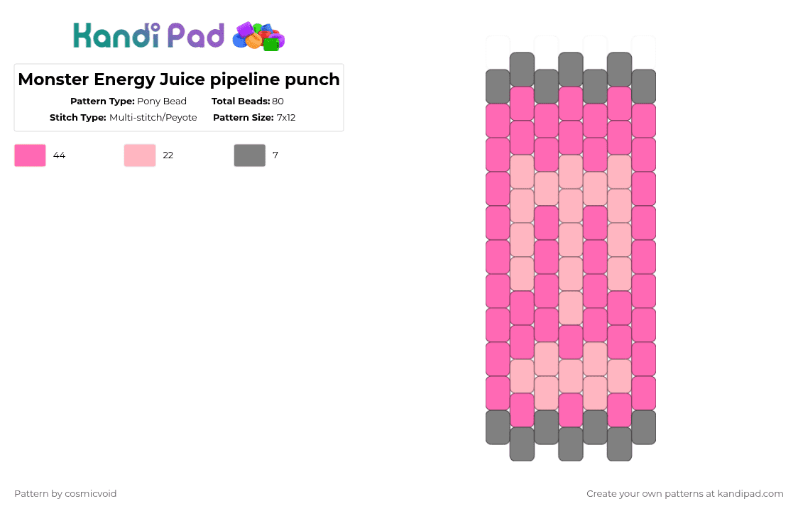 Monster Energy Juice pipeline punch - Pony Bead Pattern by cosmicvoid on Kandi Pad - pink