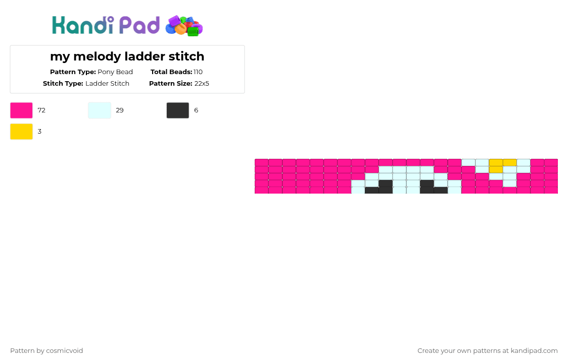 my melody ladder stitch - Pony Bead Pattern by cosmicvoid on Kandi Pad - pink