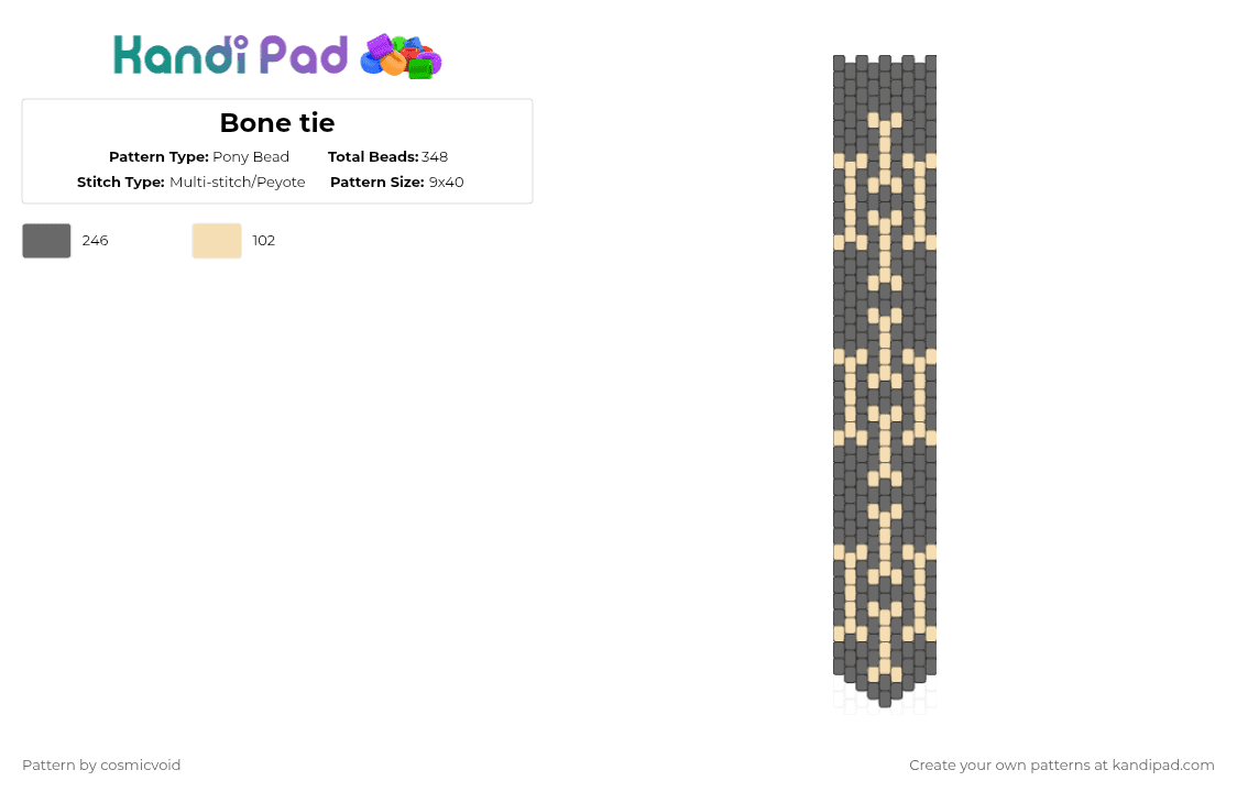 Bone tie - Pony Bead Pattern by cosmicvoid on Kandi Pad - gray,beige