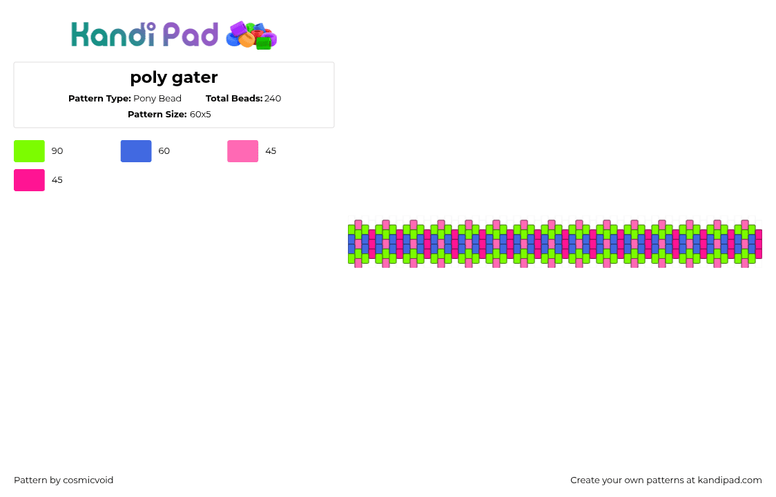poly gater - Pony Bead Pattern by cosmicvoid on Kandi Pad - pink,green
