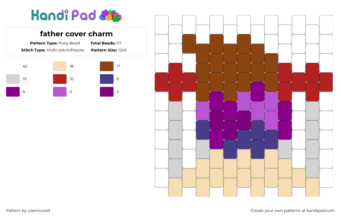 father cover charm - Pony Bead Pattern by cosmicvoid on Kandi Pad - beige,red,the front bottoms,album cover