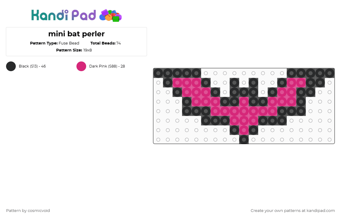mini bat perler - Fuse Bead Pattern by cosmicvoid on Kandi Pad - 