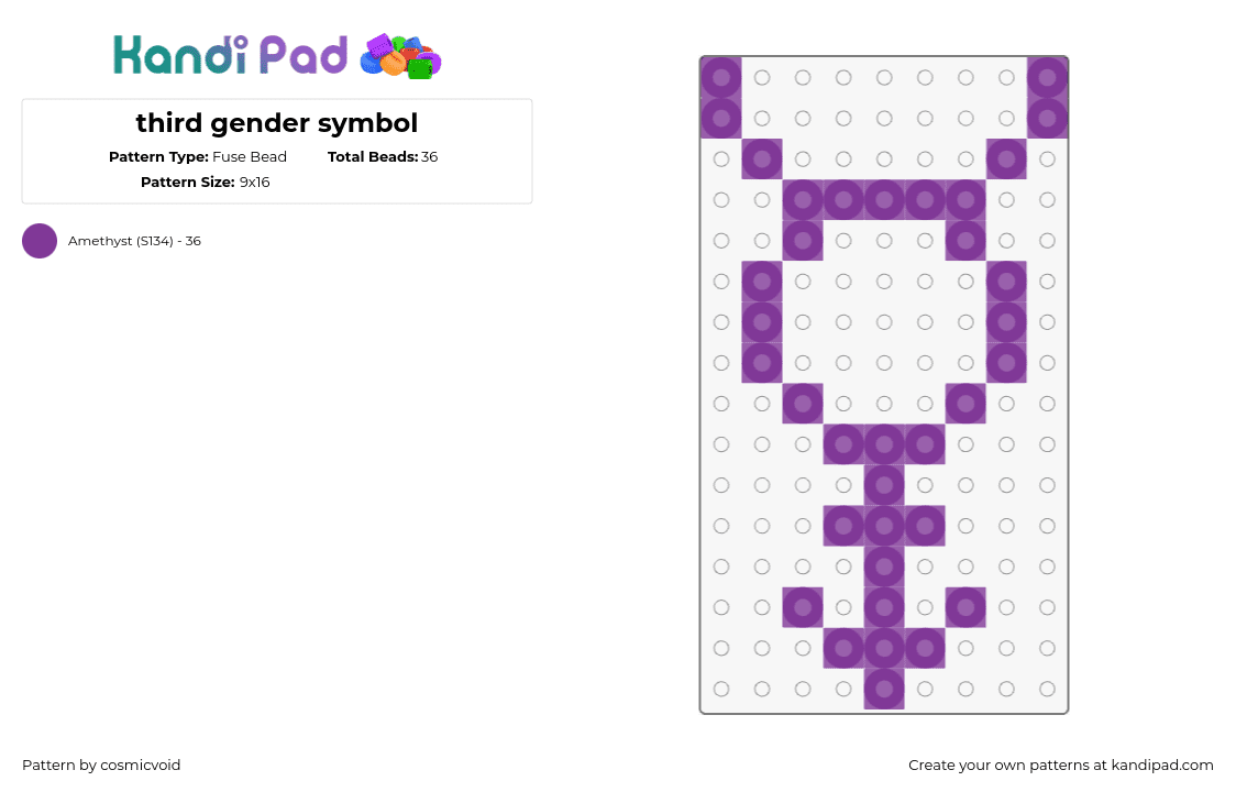 third gender symbol - Fuse Bead Pattern by cosmicvoid on Kandi Pad - gender,symbol,simple,purple