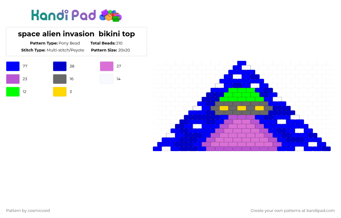 space alien invasion  bikini top - Pony Bead Pattern by cosmicvoid on Kandi Pad - purple,pink