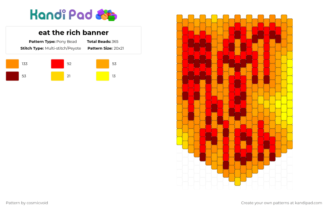 eat the rich banner - Pony Bead Pattern by cosmicvoid on Kandi Pad - orange,red,banner,text