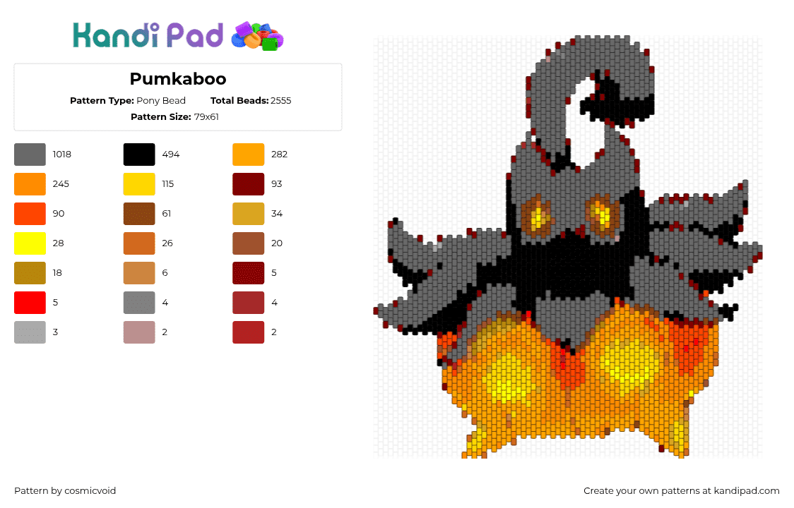 Pumkaboo - Pony Bead Pattern by cosmicvoid on Kandi Pad - 