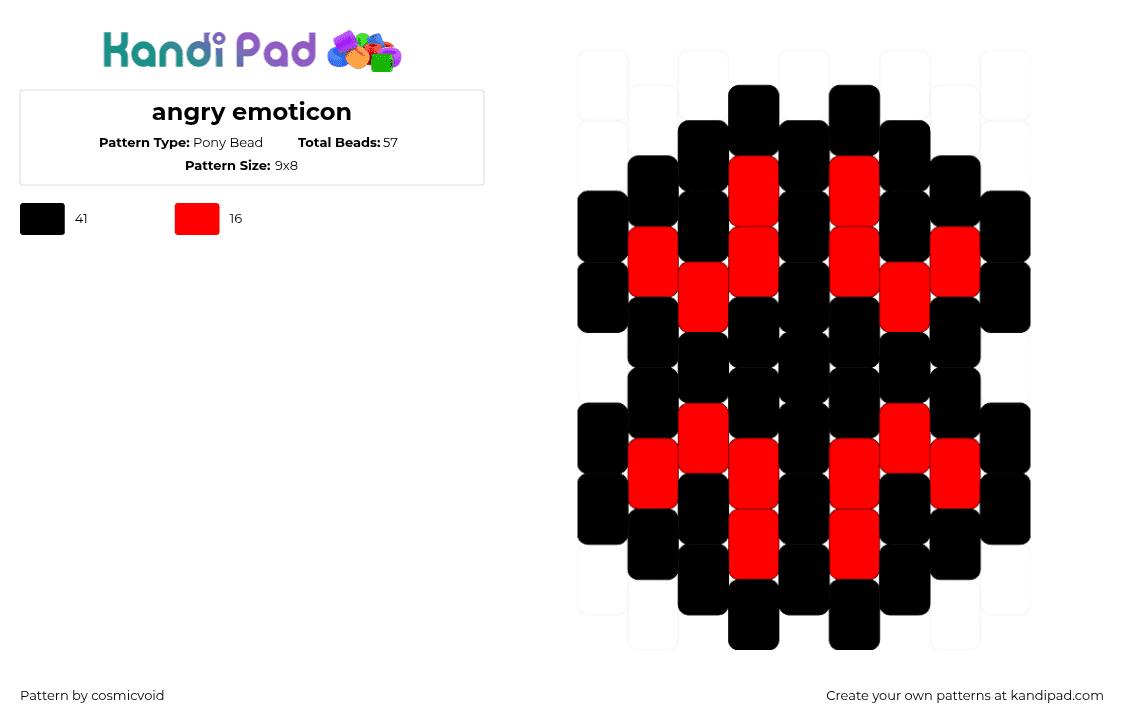 angry emoticon - Pony Bead Pattern by cosmicvoid on Kandi Pad - 