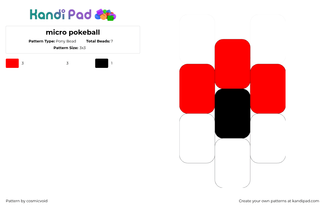 micro pokeball - Pony Bead Pattern by cosmicvoid on Kandi Pad - red,white