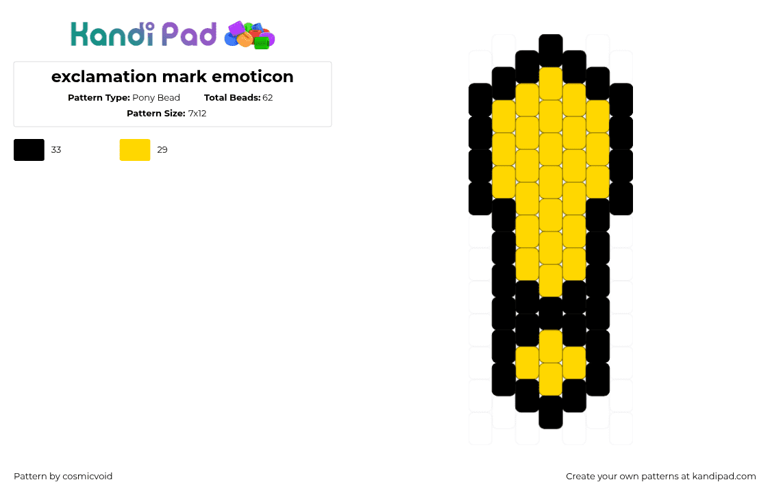 exclamation mark emoticon - Pony Bead Pattern by cosmicvoid on Kandi Pad - 