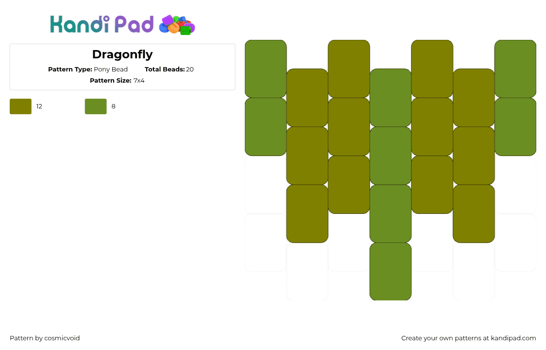 Dragonfly - Pony Bead Pattern by cosmicvoid on Kandi Pad - 