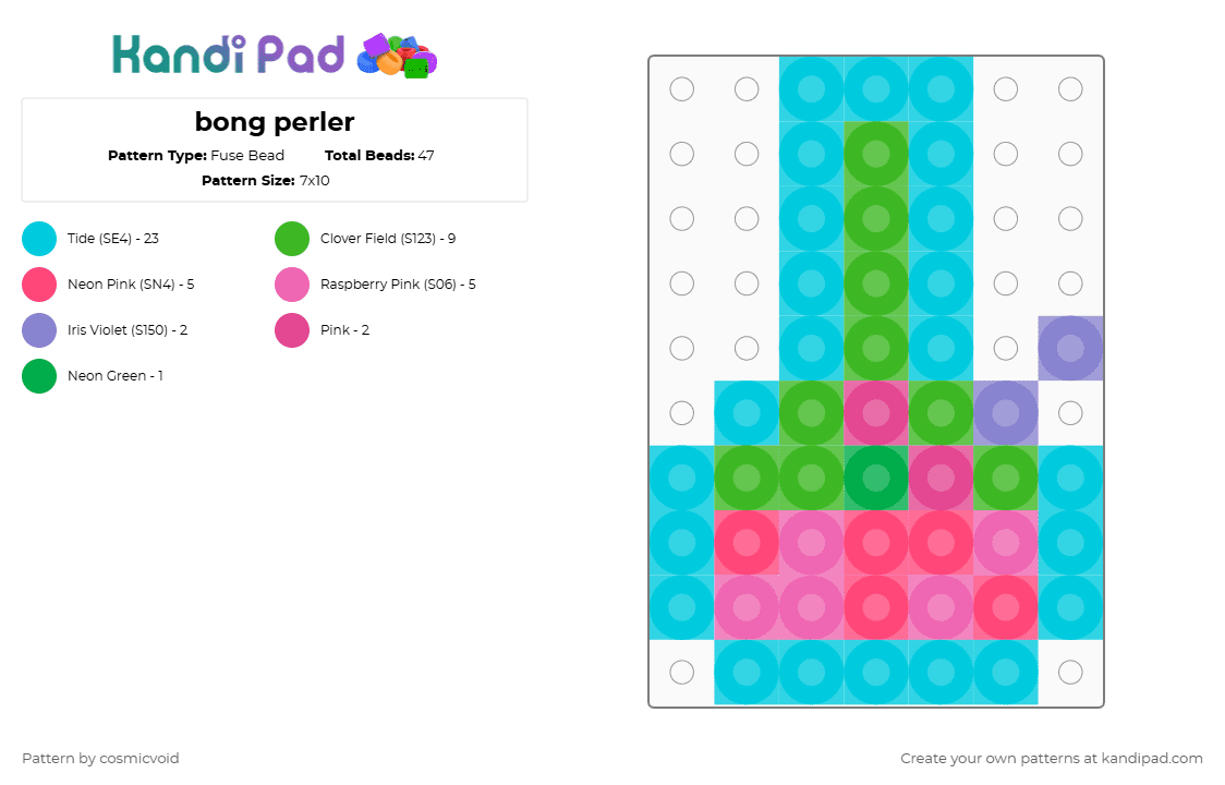 bong perler - Fuse Bead Pattern by cosmicvoid on Kandi Pad - light blue,green