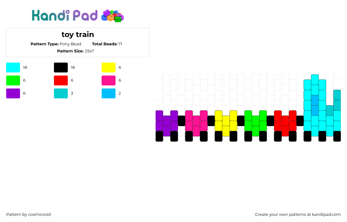 toy train - Pony Bead Pattern by cosmicvoid on Kandi Pad - train,toy,children,colorful