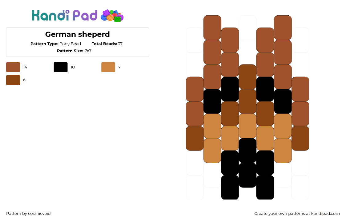 German sheperd - Pony Bead Pattern by cosmicvoid on Kandi Pad - 