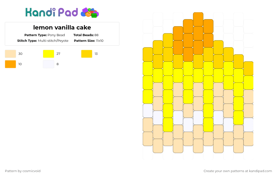 lemon vanilla cake - Pony Bead Pattern by cosmicvoid on Kandi Pad - yellow,beige