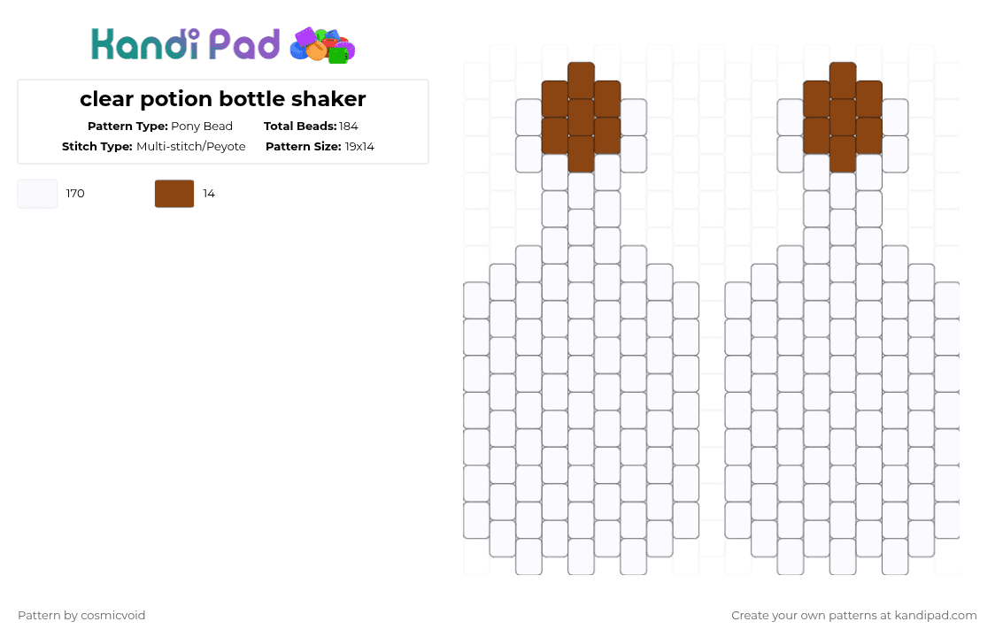 clear potion bottle shaker - Pony Bead Pattern by cosmicvoid on Kandi Pad - white