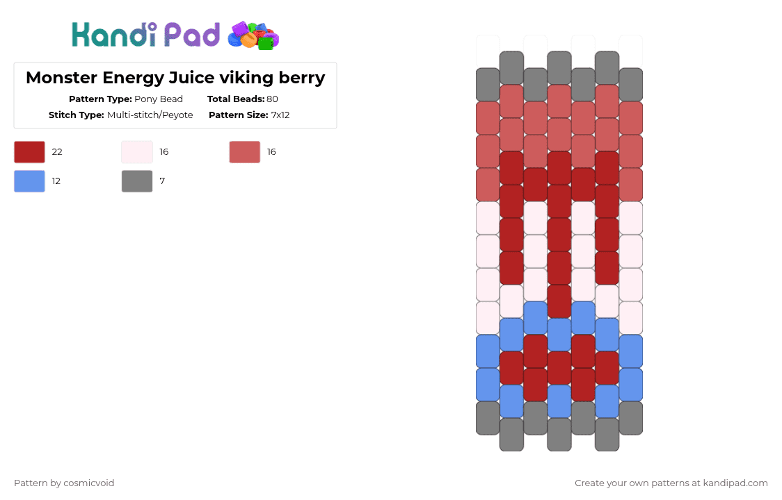 Monster Energy Juice viking berry - Pony Bead Pattern by cosmicvoid on Kandi Pad - red