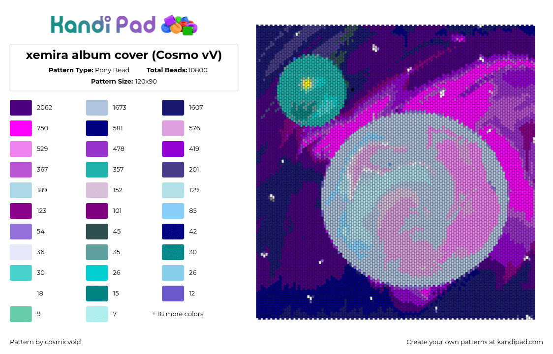 xemira album cover (Cosmo vV) - Pony Bead Pattern by cosmicvoid on Kandi Pad - 