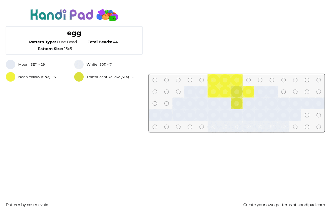 egg - Fuse Bead Pattern by cosmicvoid on Kandi Pad - egg,yolk,overeasy,breakfast,food,simple,white,yellow