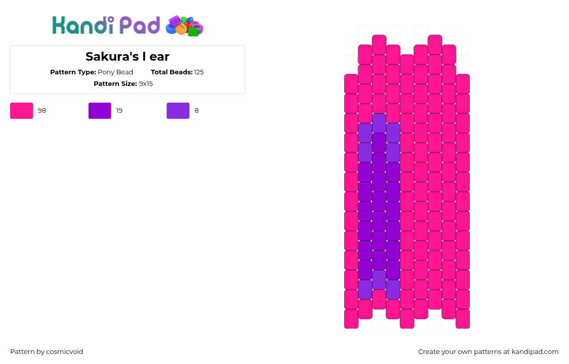 Sakura\'s l ear - Pony Bead Pattern by cosmicvoid on Kandi Pad - pink