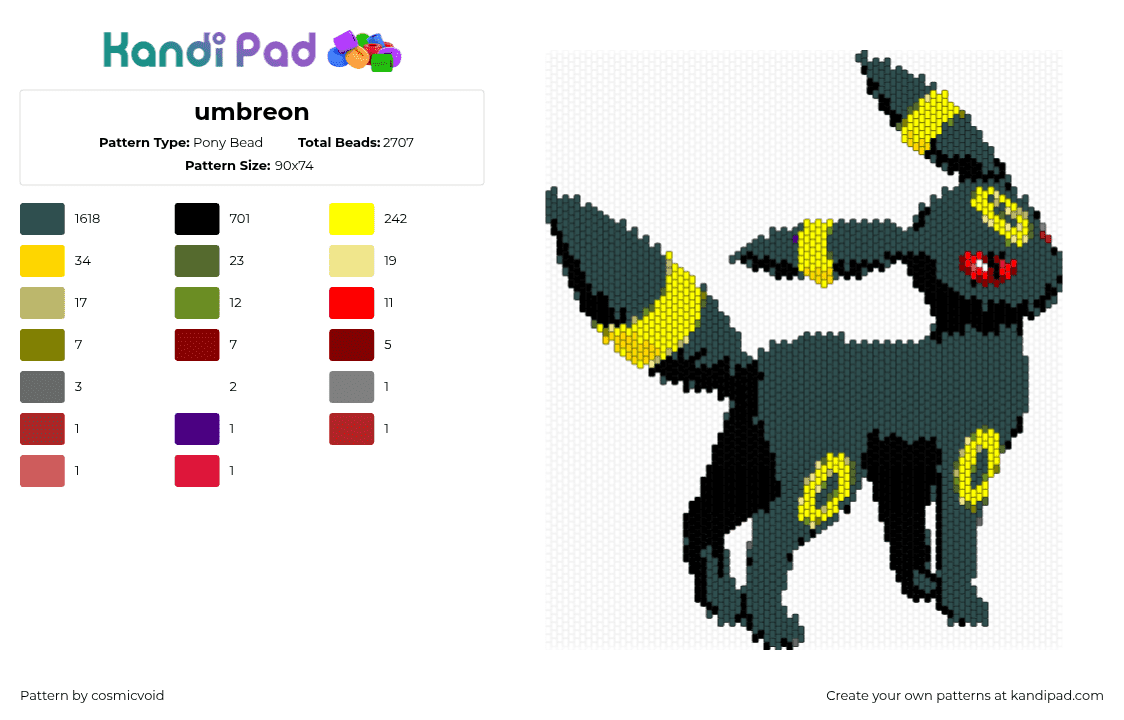 umbreon - Pony Bead Pattern by cosmicvoid on Kandi Pad - 