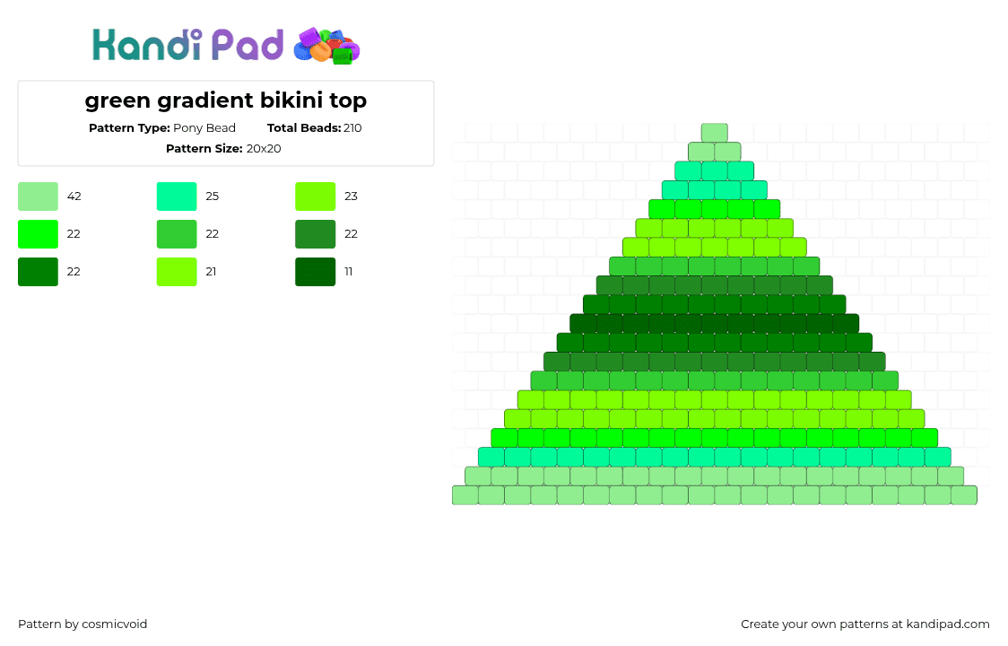green gradient bikini top - Pony Bead Pattern by cosmicvoid on Kandi Pad - 