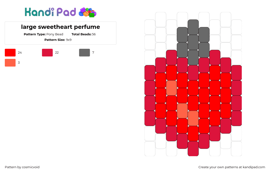 large sweetheart perfume - Pony Bead Pattern by cosmicvoid on Kandi Pad - perfume,bottle,simple,charm,red