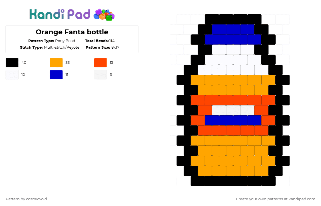Orange Fanta bottle - Pony Bead Pattern by cosmicvoid on Kandi Pad - orange
