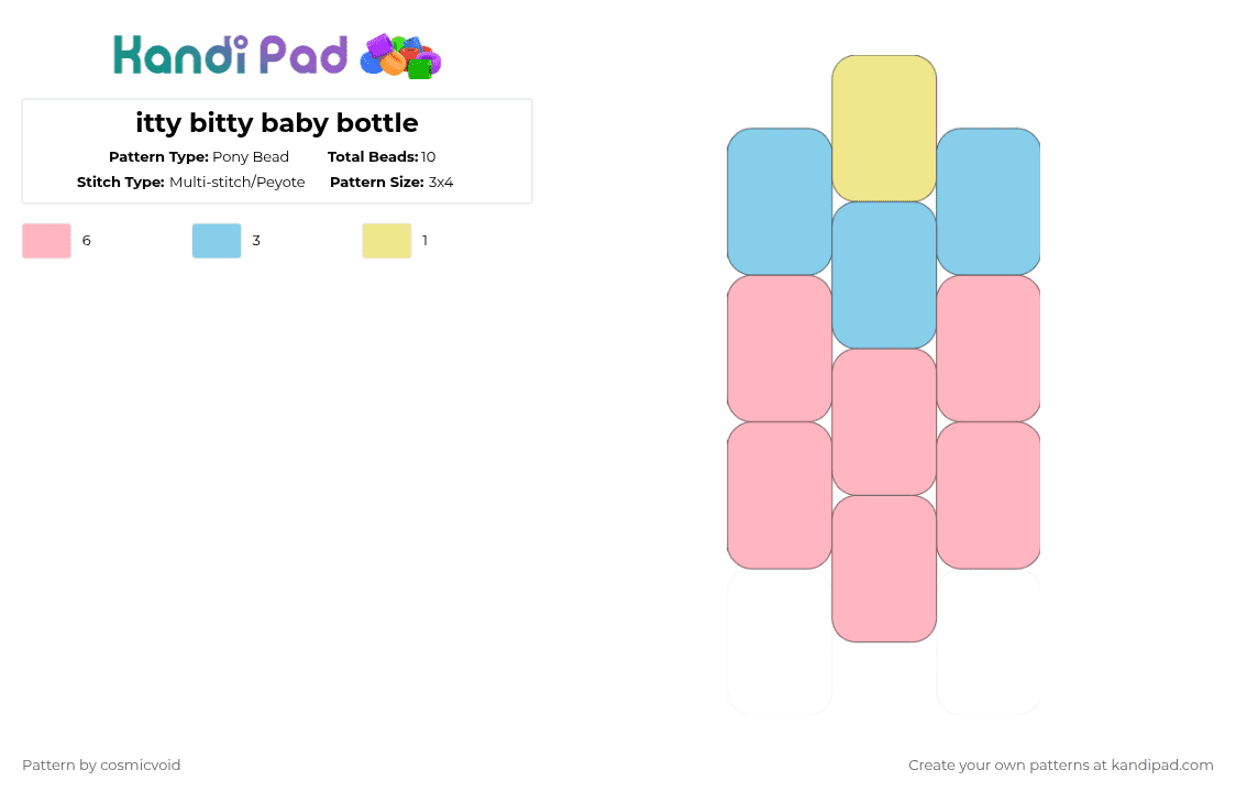 itty bitty baby bottle - Pony Bead Pattern by cosmicvoid on Kandi Pad - pink