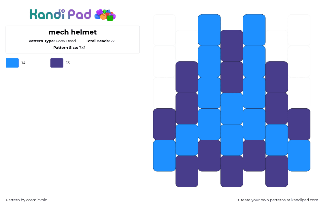 mech helmet - Pony Bead Pattern by cosmicvoid on Kandi Pad - 