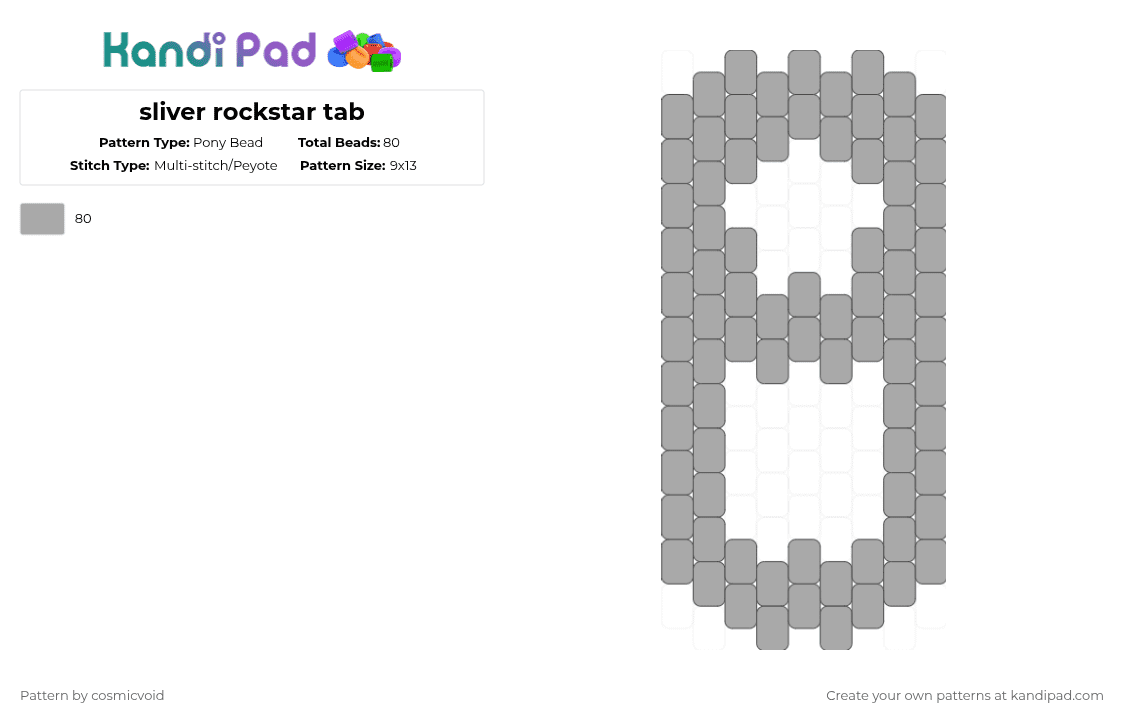 sliver rockstar tab - Pony Bead Pattern by cosmicvoid on Kandi Pad - 