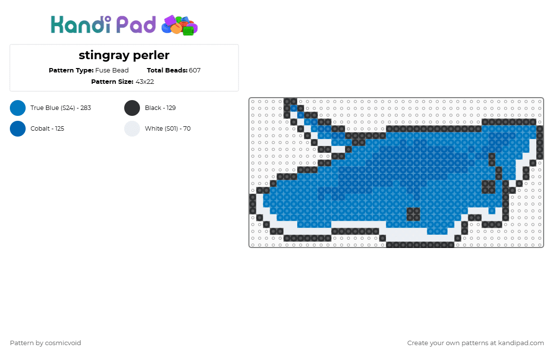stingray perler - Fuse Bead Pattern by cosmicvoid on Kandi Pad - blue