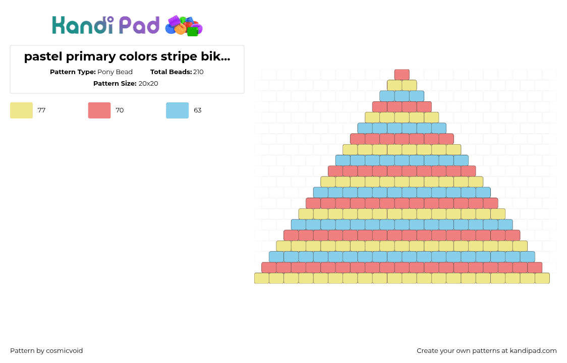 pastel primary colors stripe bikini top - Pony Bead Pattern by cosmicvoid on Kandi Pad - 