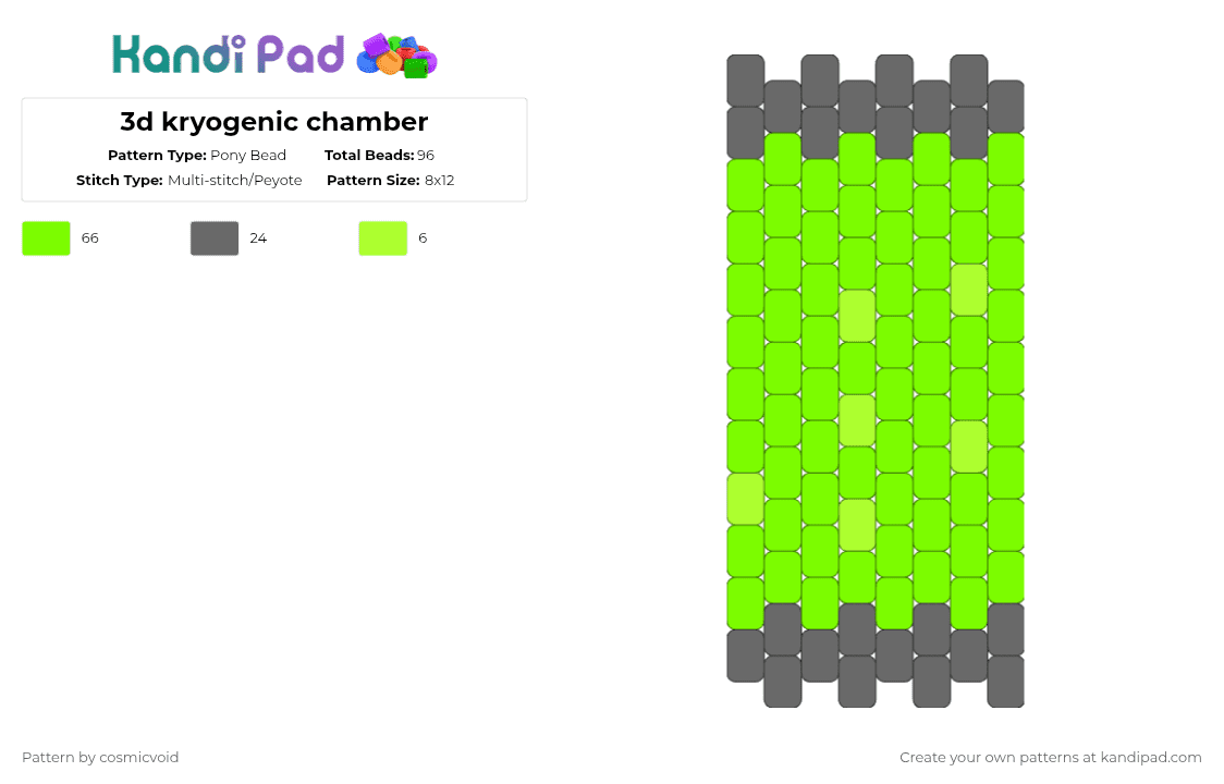 3d kryogenic chamber - Pony Bead Pattern by cosmicvoid on Kandi Pad - green