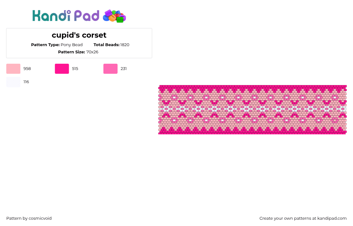 cupid\'s corset - Pony Bead Pattern by cosmicvoid on Kandi Pad - pink
