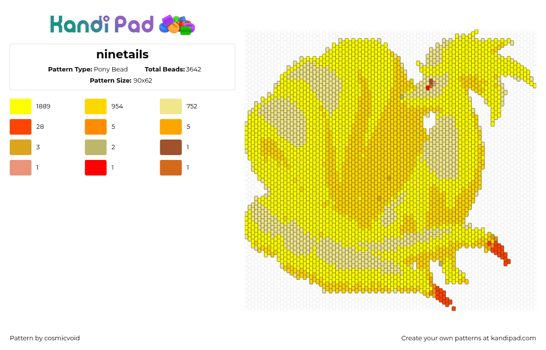 ninetails - Pony Bead Pattern by cosmicvoid on Kandi Pad - 