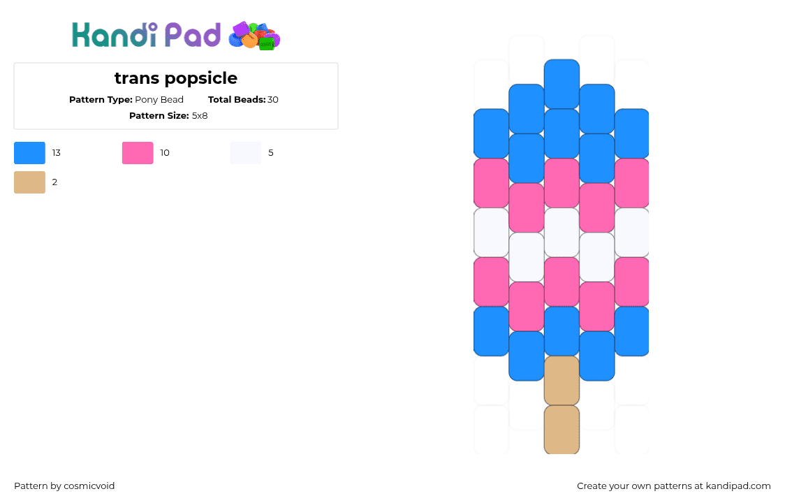 trans popsicle - Pony Bead Pattern by cosmicvoid on Kandi Pad - light blue,pink