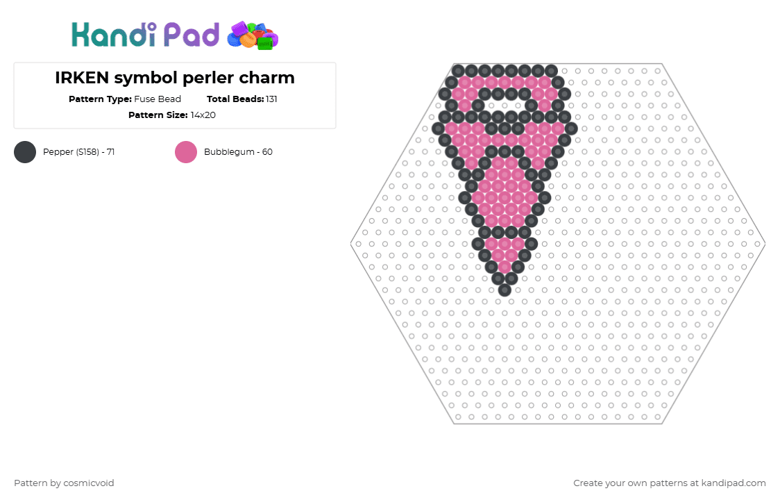 IRKEN symbol perler charm - Fuse Bead Pattern by cosmicvoid on Kandi Pad - black,pink