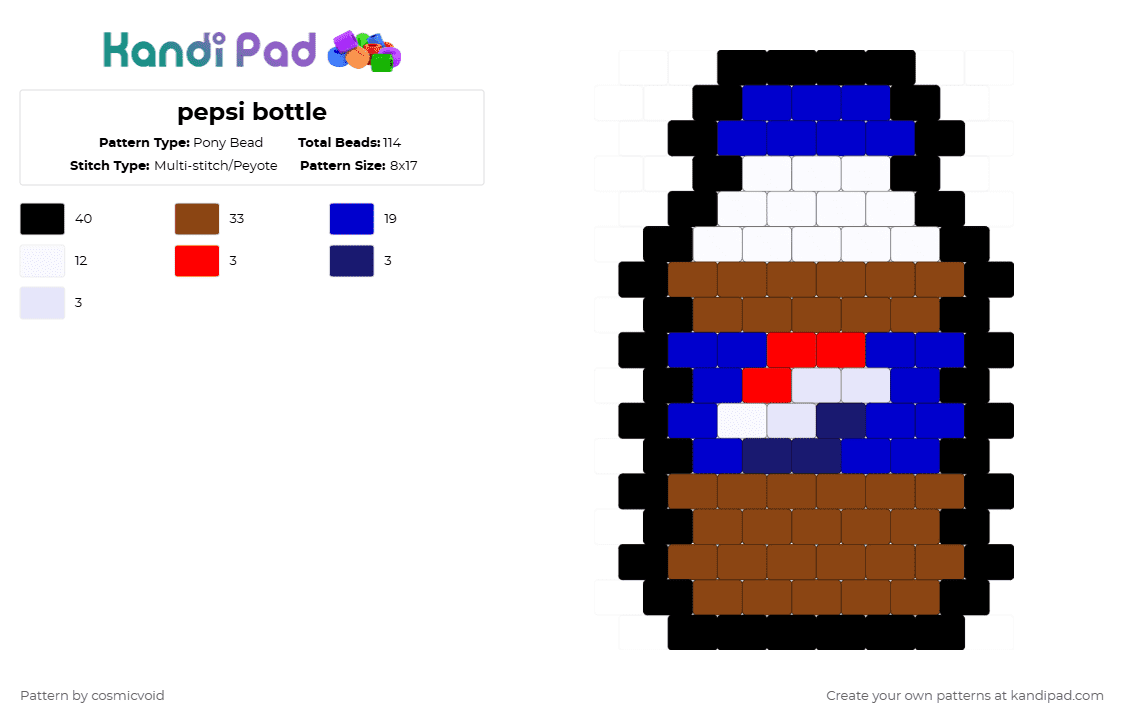 pepsi bottle - Pony Bead Pattern by cosmicvoid on Kandi Pad - purple,red
