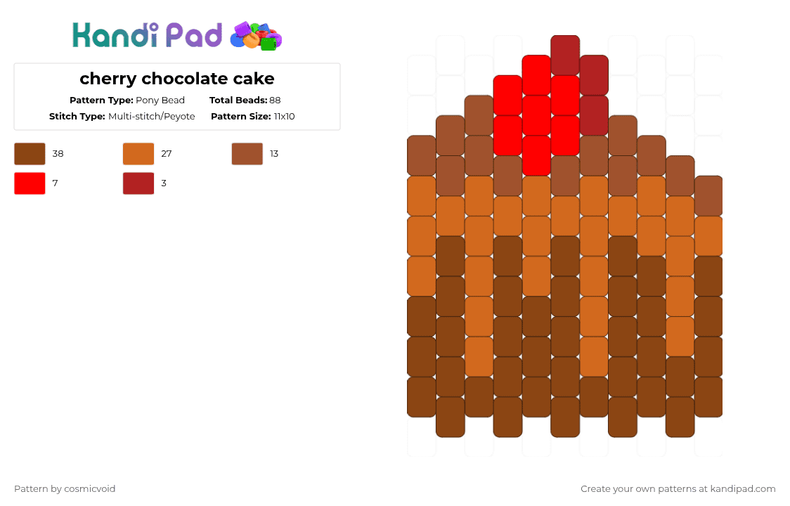 cherry chocolate cake - Pony Bead Pattern by cosmicvoid on Kandi Pad - red,orange
