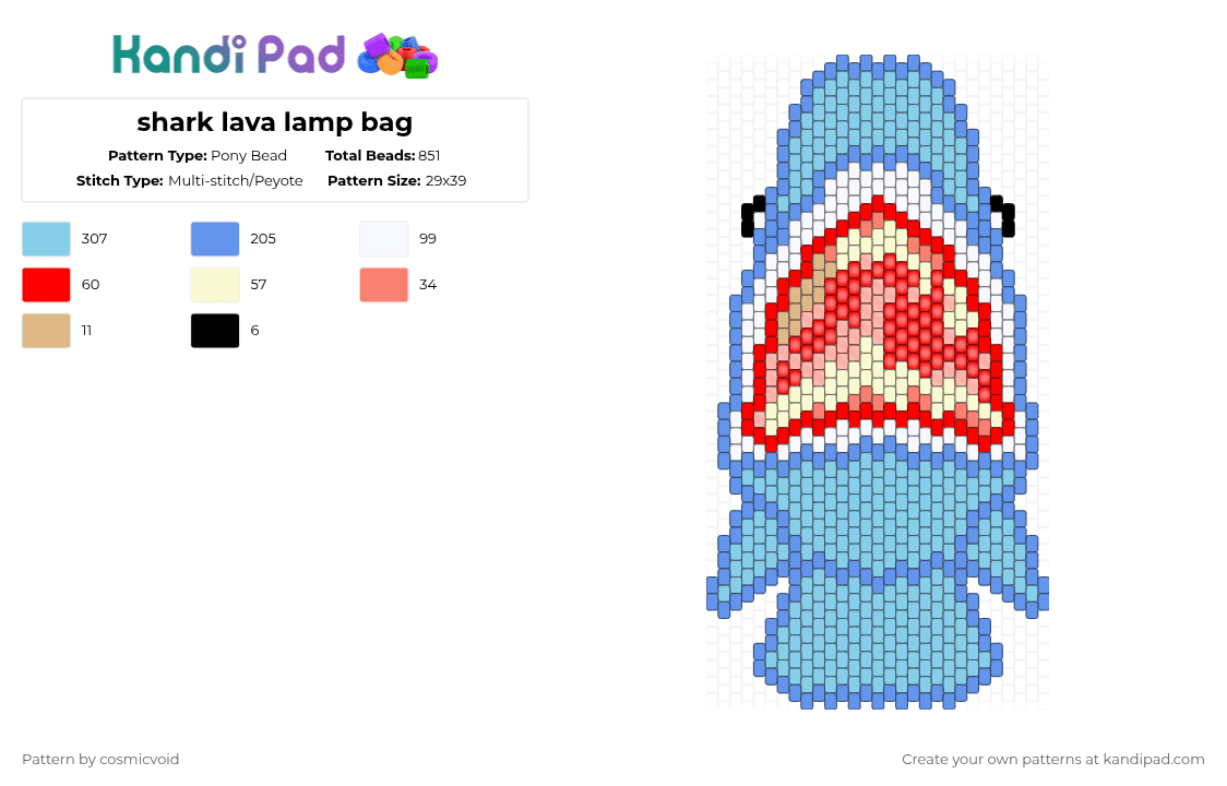 shark lava lamp bag - Pony Bead Pattern by cosmicvoid on Kandi Pad - light blue,lava lamp,bag,shark,glow,clear
