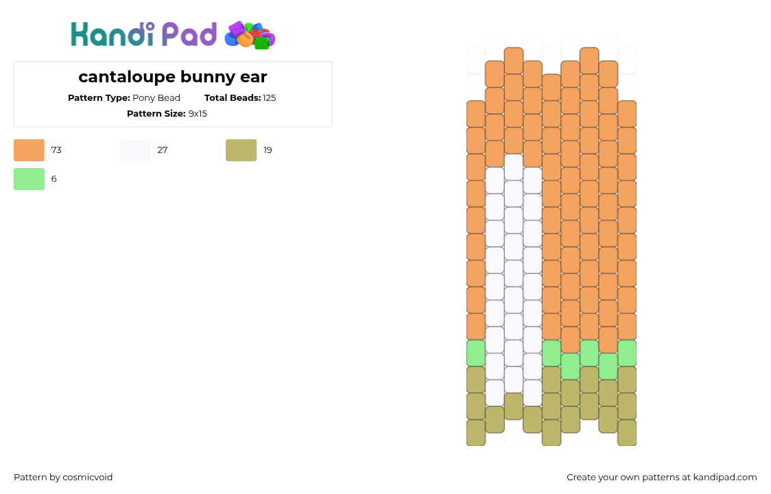 cantaloupe bunny ear - Pony Bead Pattern by cosmicvoid on Kandi Pad - orange