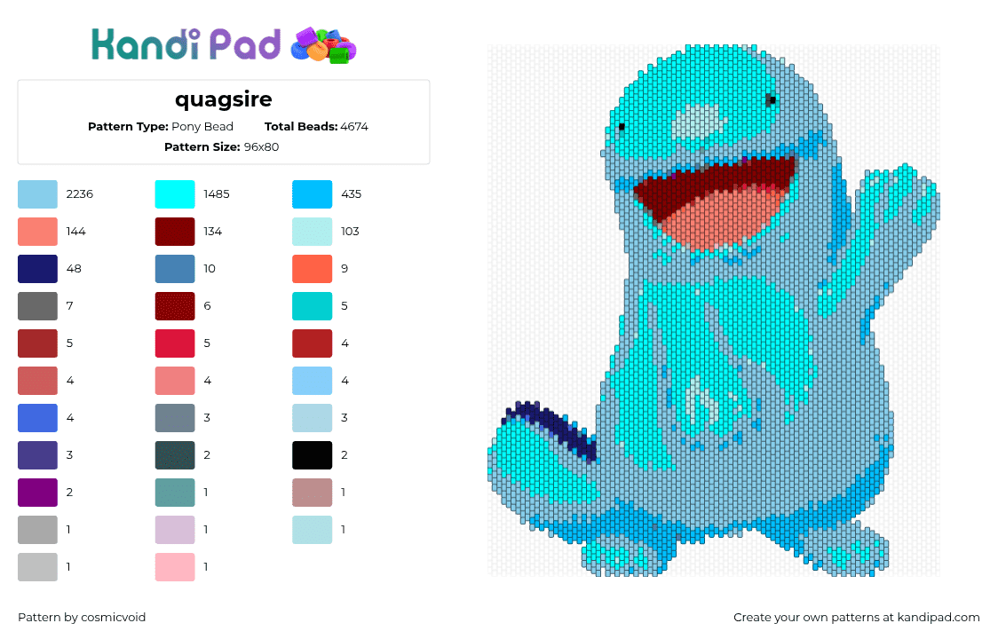 quagsire - Pony Bead Pattern by cosmicvoid on Kandi Pad - 