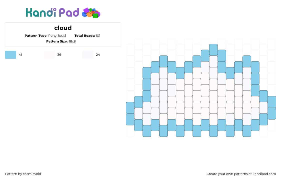 cloud - Pony Bead Pattern by cosmicvoid on Kandi Pad - cloud,sky,simple,charm,white,light blue