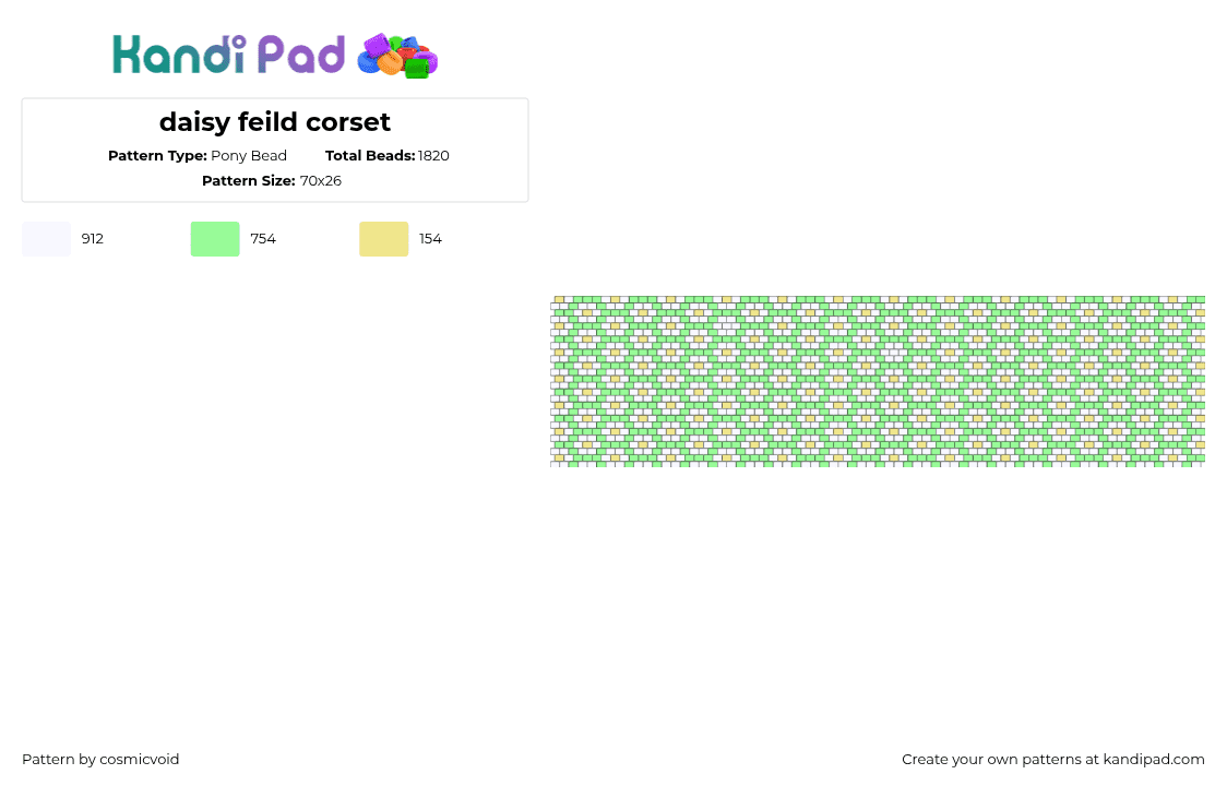 daisy feild corset - Pony Bead Pattern by cosmicvoid on Kandi Pad - teal