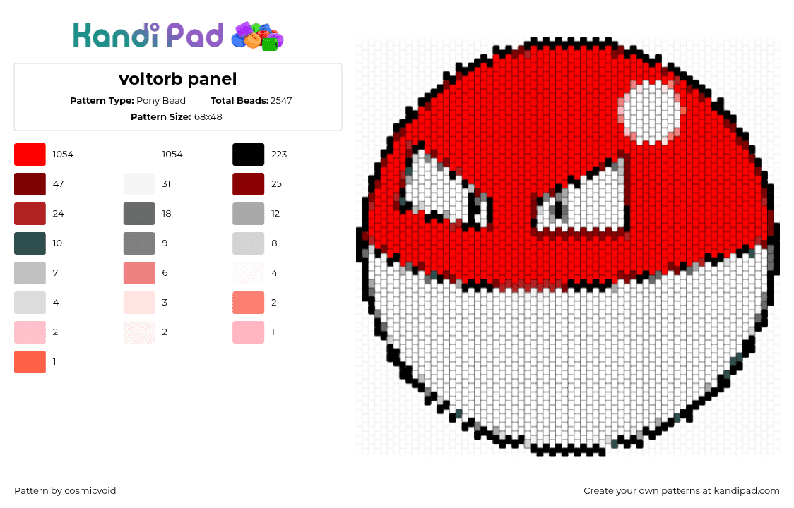 voltorb panel - Pony Bead Pattern by cosmicvoid on Kandi Pad - 